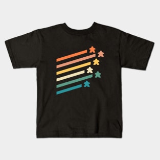 Retro Meeple Colors Board Games and Meeples Addict Kids T-Shirt